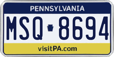 PA license plate MSQ8694