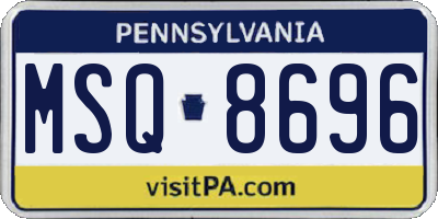 PA license plate MSQ8696