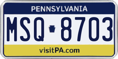 PA license plate MSQ8703