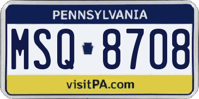 PA license plate MSQ8708