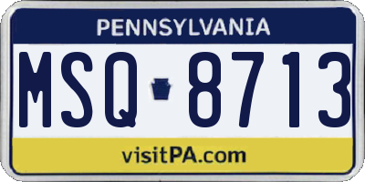 PA license plate MSQ8713