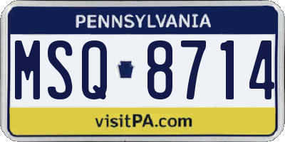 PA license plate MSQ8714