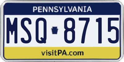 PA license plate MSQ8715