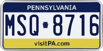 PA license plate MSQ8716