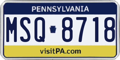 PA license plate MSQ8718