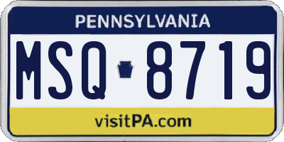 PA license plate MSQ8719