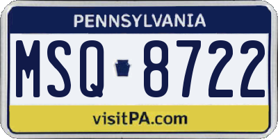 PA license plate MSQ8722