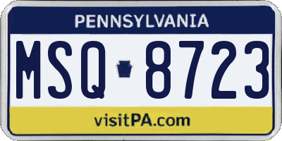 PA license plate MSQ8723