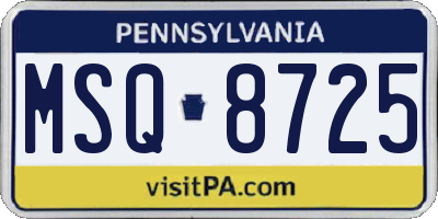 PA license plate MSQ8725