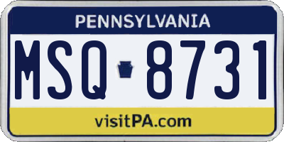 PA license plate MSQ8731
