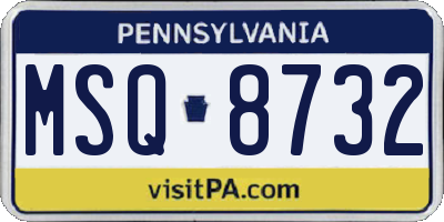 PA license plate MSQ8732