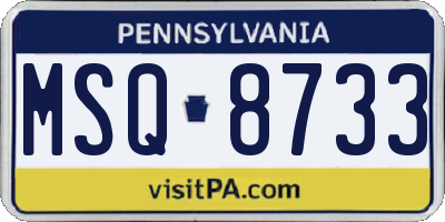 PA license plate MSQ8733
