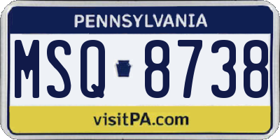 PA license plate MSQ8738