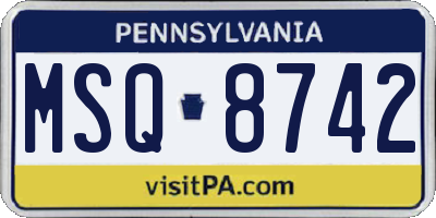 PA license plate MSQ8742