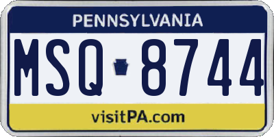 PA license plate MSQ8744