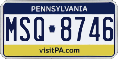 PA license plate MSQ8746