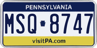 PA license plate MSQ8747