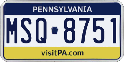 PA license plate MSQ8751