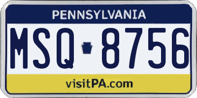 PA license plate MSQ8756
