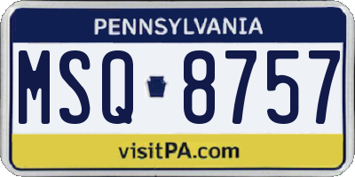 PA license plate MSQ8757