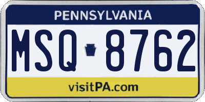 PA license plate MSQ8762
