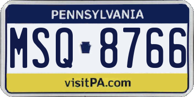 PA license plate MSQ8766