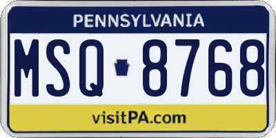 PA license plate MSQ8768