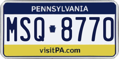 PA license plate MSQ8770