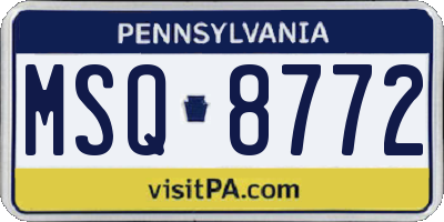 PA license plate MSQ8772