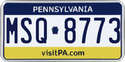 PA license plate MSQ8773
