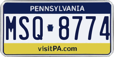 PA license plate MSQ8774