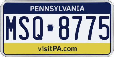 PA license plate MSQ8775