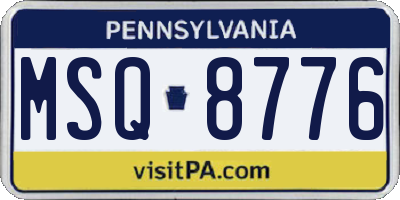PA license plate MSQ8776
