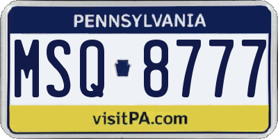 PA license plate MSQ8777