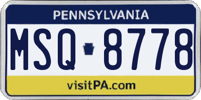 PA license plate MSQ8778