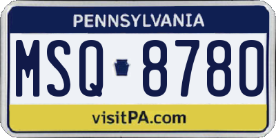 PA license plate MSQ8780