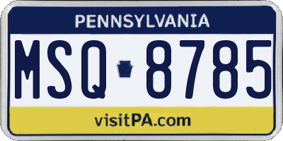 PA license plate MSQ8785