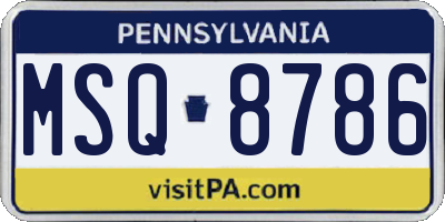 PA license plate MSQ8786
