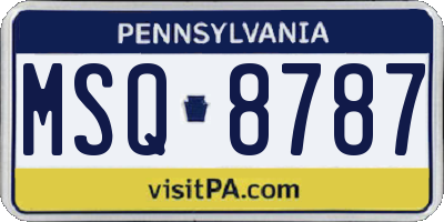 PA license plate MSQ8787