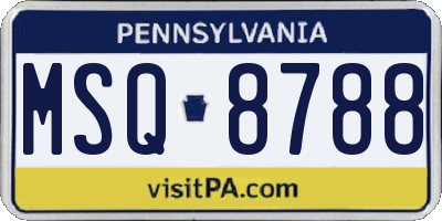 PA license plate MSQ8788