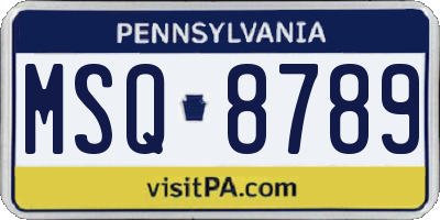 PA license plate MSQ8789