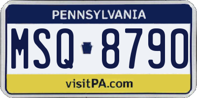 PA license plate MSQ8790