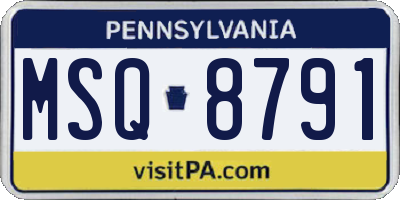 PA license plate MSQ8791