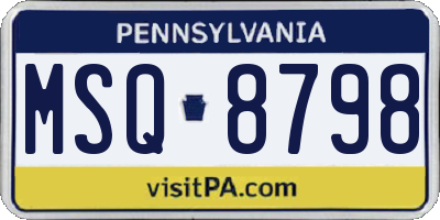 PA license plate MSQ8798