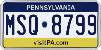 PA license plate MSQ8799