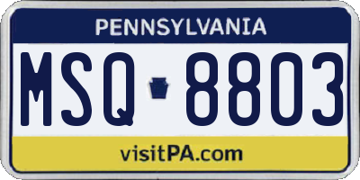 PA license plate MSQ8803