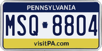 PA license plate MSQ8804