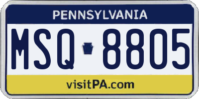 PA license plate MSQ8805