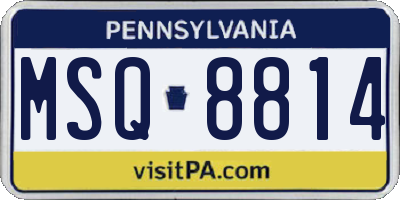 PA license plate MSQ8814