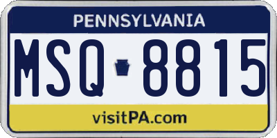 PA license plate MSQ8815
